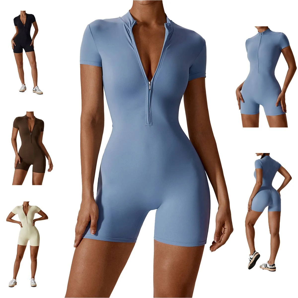 Stretch Tummy Control Yoga Workout Rompers 1