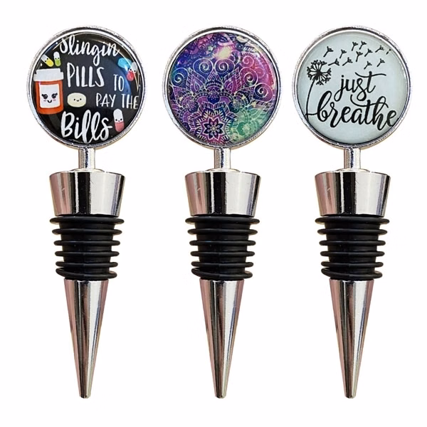 Round Epoxy Silver Wine Bottle Stopper