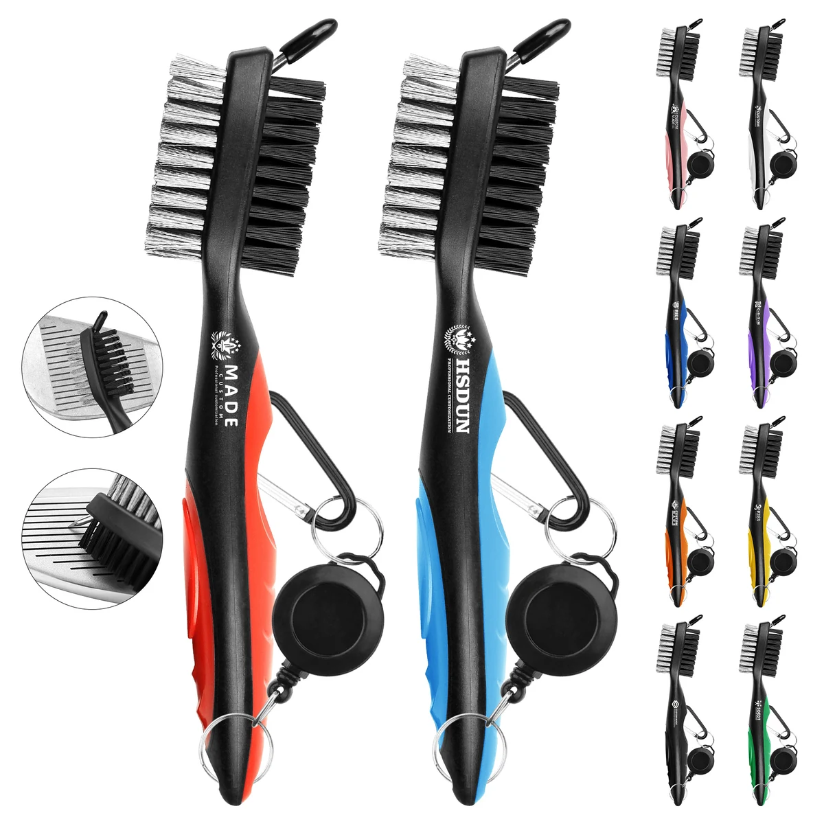 Golf Brush with Retractable Carabiner 1