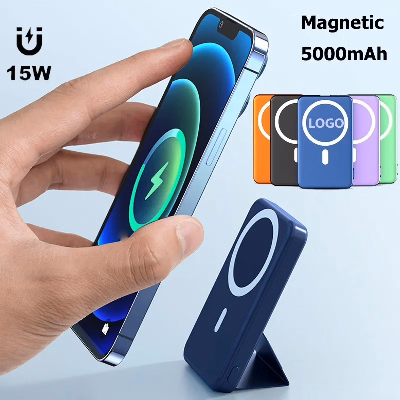 5000mAh Magnetic Wireless Power Bank With Phone Stand