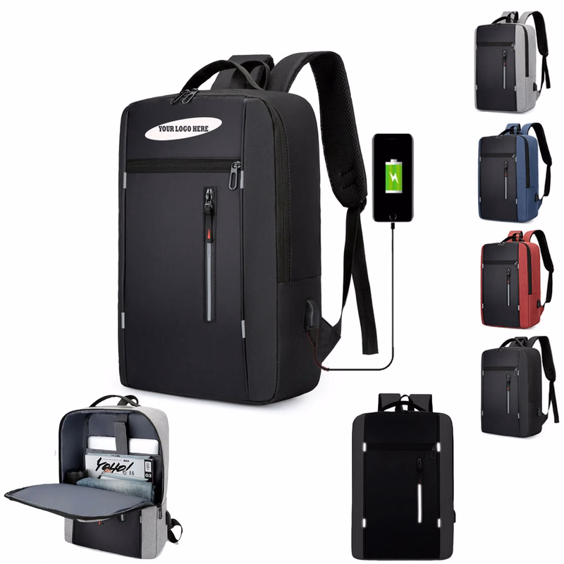Reflective Laptop Backpack With USB Charging Port