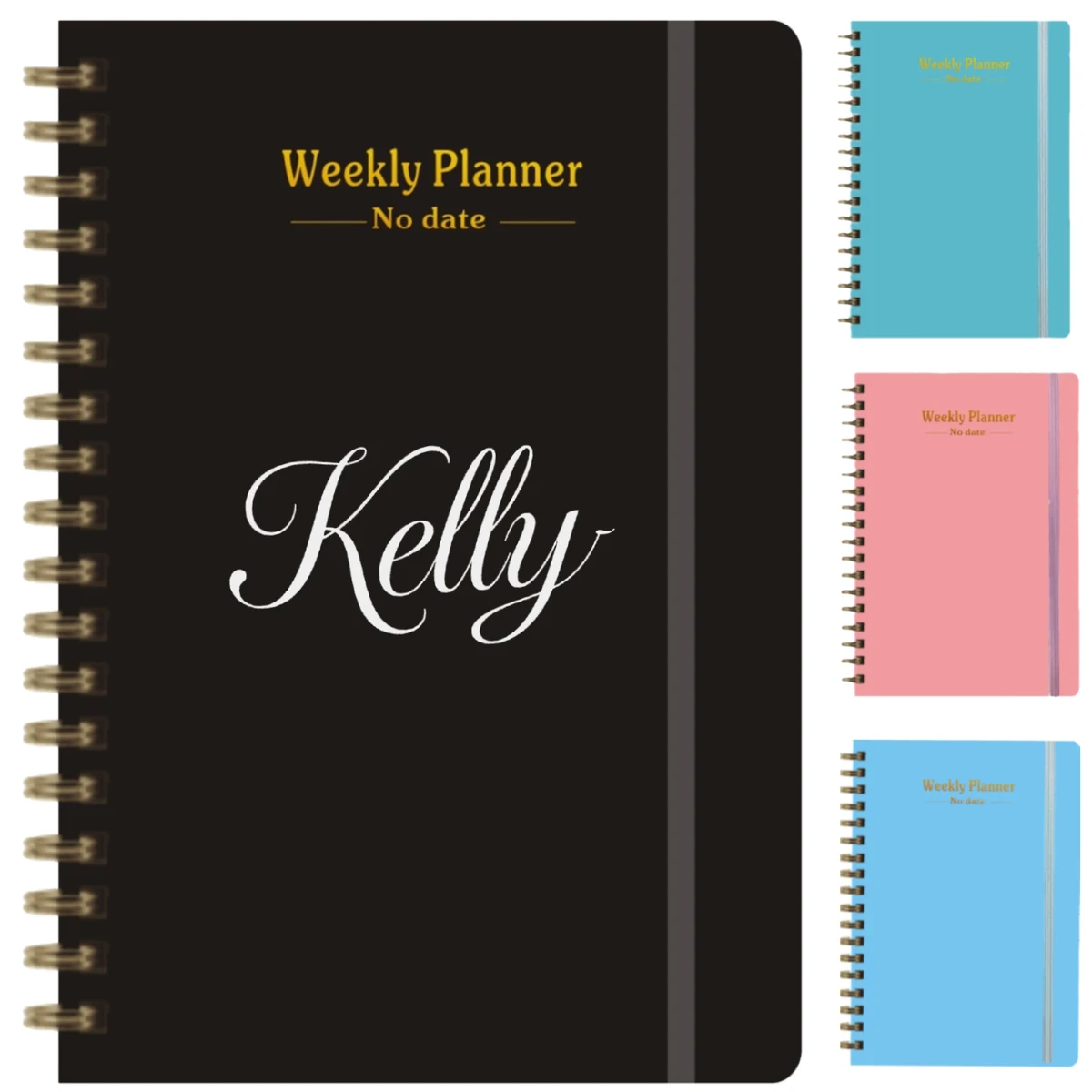 A5 Weekly Planner Spiral Hardcover Notebook w/ Elastic Band 1