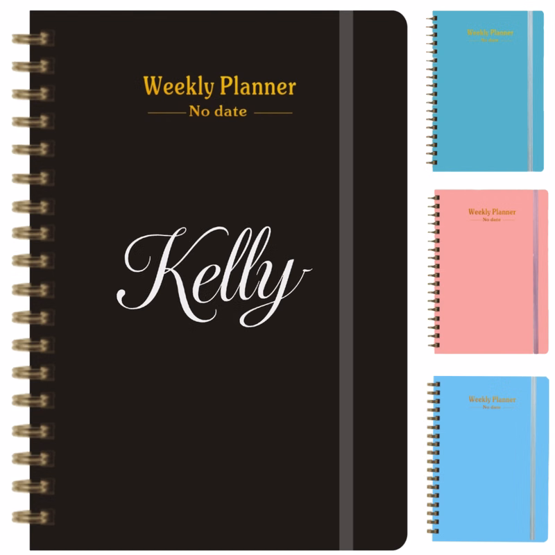 A5 Weekly Planner Spiral Hardcover Notebook w/ Elastic Band