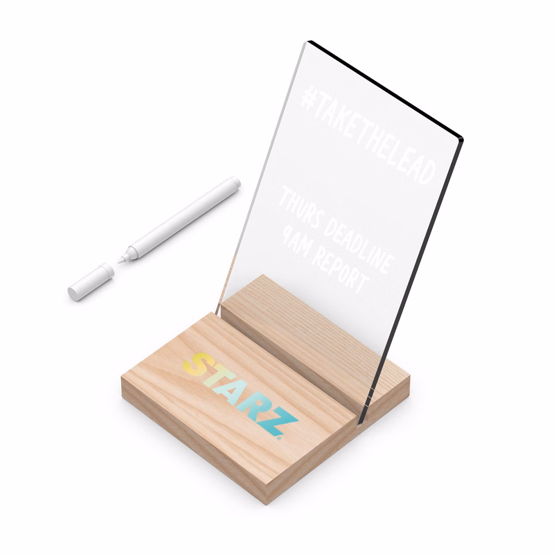 ClearPad Eco : Reusable transparent memo pad with maple wood base