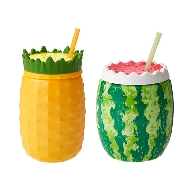 15oz Plastic Pineapple Drinking Mug with Lid 1