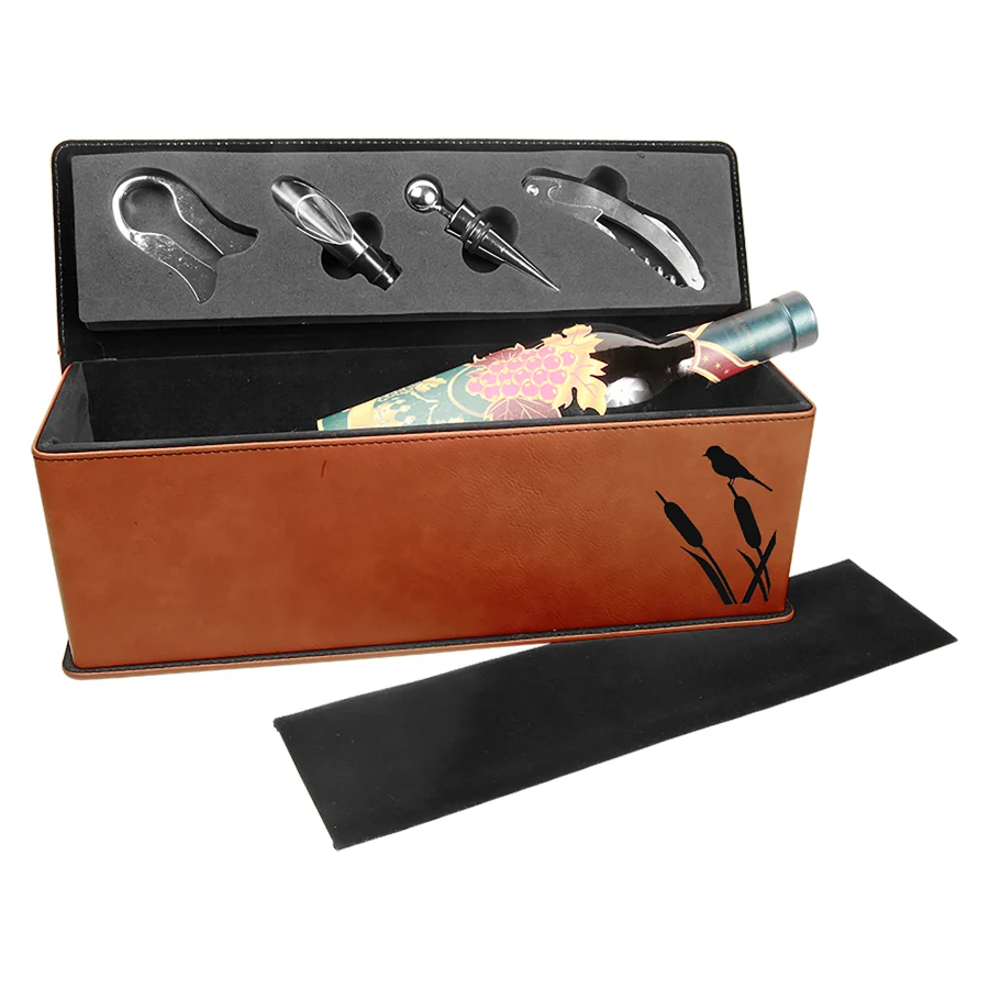 Rawhide Leatherette Single Wine Box with Tools 1