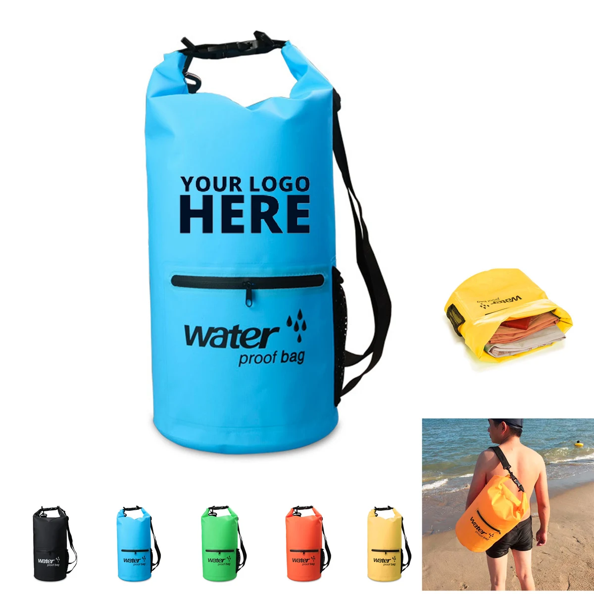 Waterproof Dry Bag With Front Zippered Pocket 1