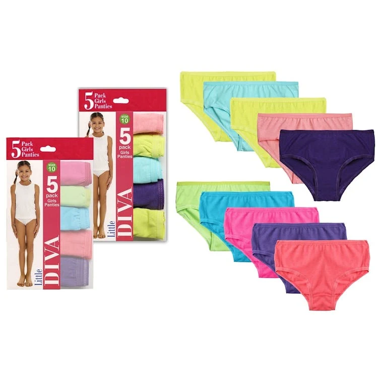 Girls' Underwear - 5-Packs Assorted Patterns Size 12 1