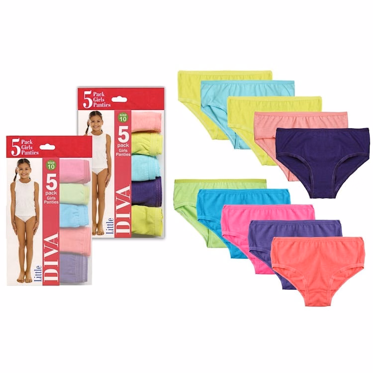 Girls' Underwear - 5-Packs Assorted Patterns Size 12