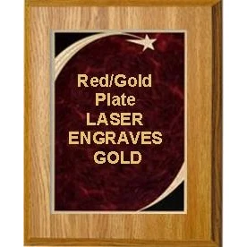 7" x 9" Oak Finish Plaque with a Red Victory Star Marble Plate 1