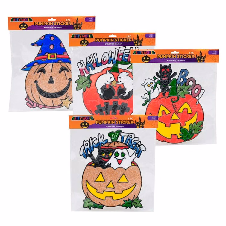 Halloween Pumpkin Sticker Dcor Assorted - 12.2"