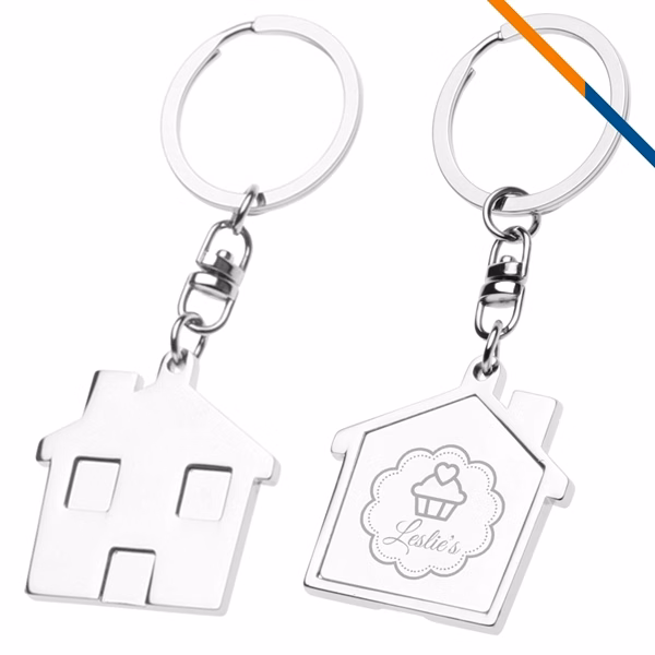 Custom Rust-Resistant Metal House-Shaped Keychain 4x1.63 — Real Estate Promo