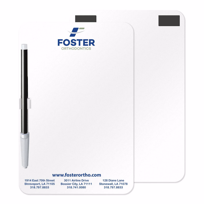 Premium Plastic Magnetic Memo Board Kits, Rectangular Shape 5.5"x8.25", Full Colour, Pen & clip