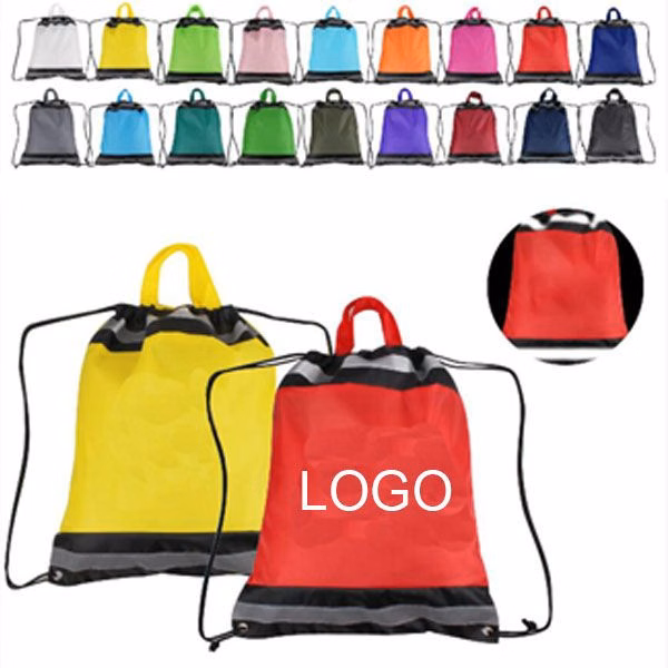 210D Reflective Drawstring Bag W/ Grommets