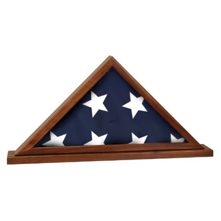 16 1/4" x 8 1/4" Walnut Genuine Flag Display Case with Base Attached 1