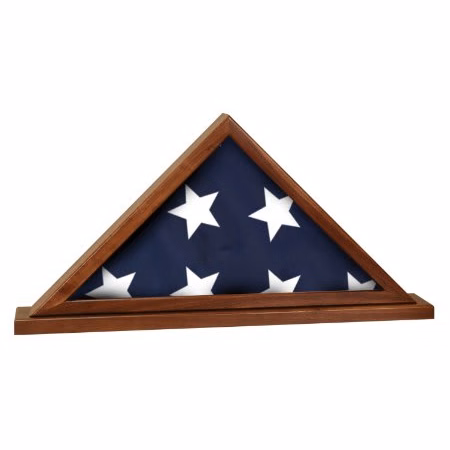 16 1/4" x 8 1/4" Walnut Genuine Flag Display Case with Base Attached