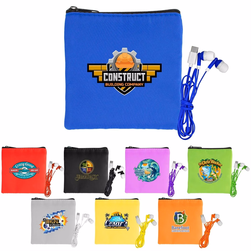 Colorful RPET Ear Bud Pouch