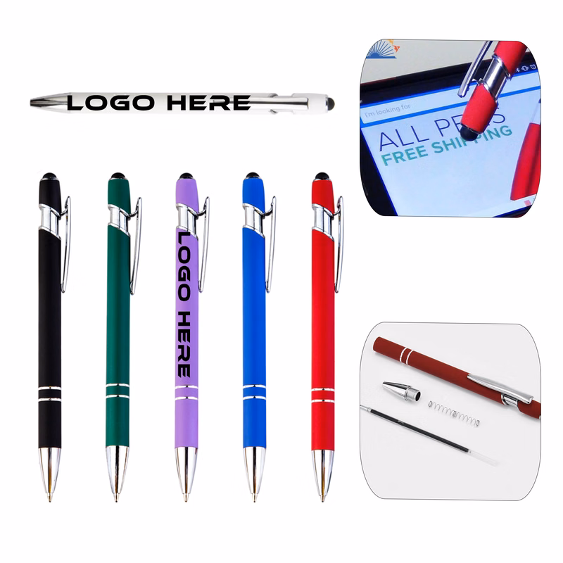 Softy Touch Screen Metal Ballpoint pen With Stylus