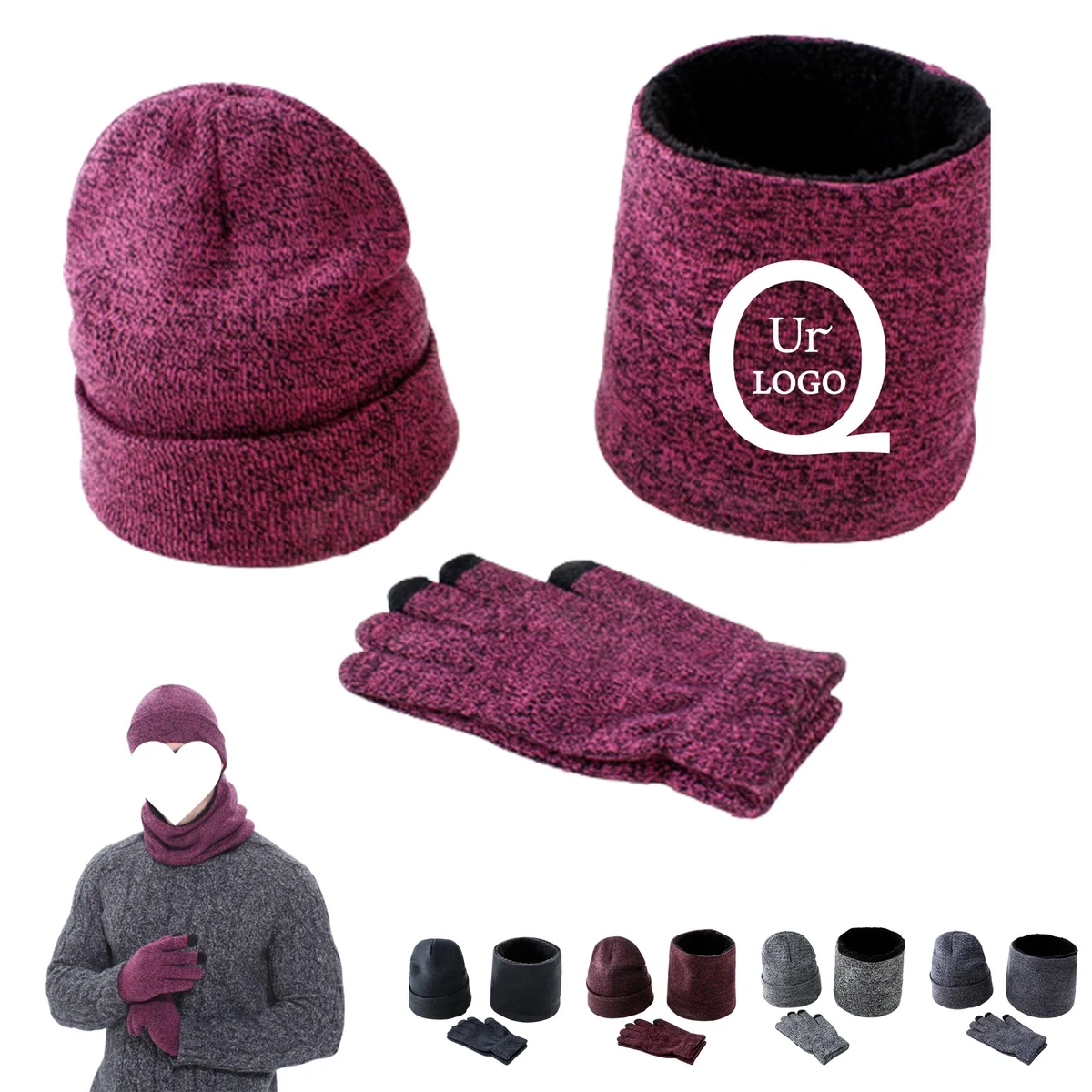 Scarf Gloves Hat Three-Piece Set 1