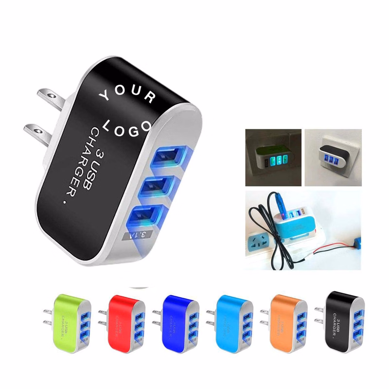 3 Port USB Charger with LED Light Design