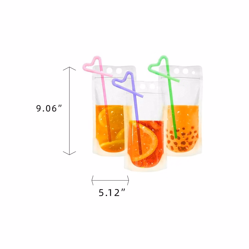 MOQ 30 pcs 17oz Transparent Reclosable Juice Pouch