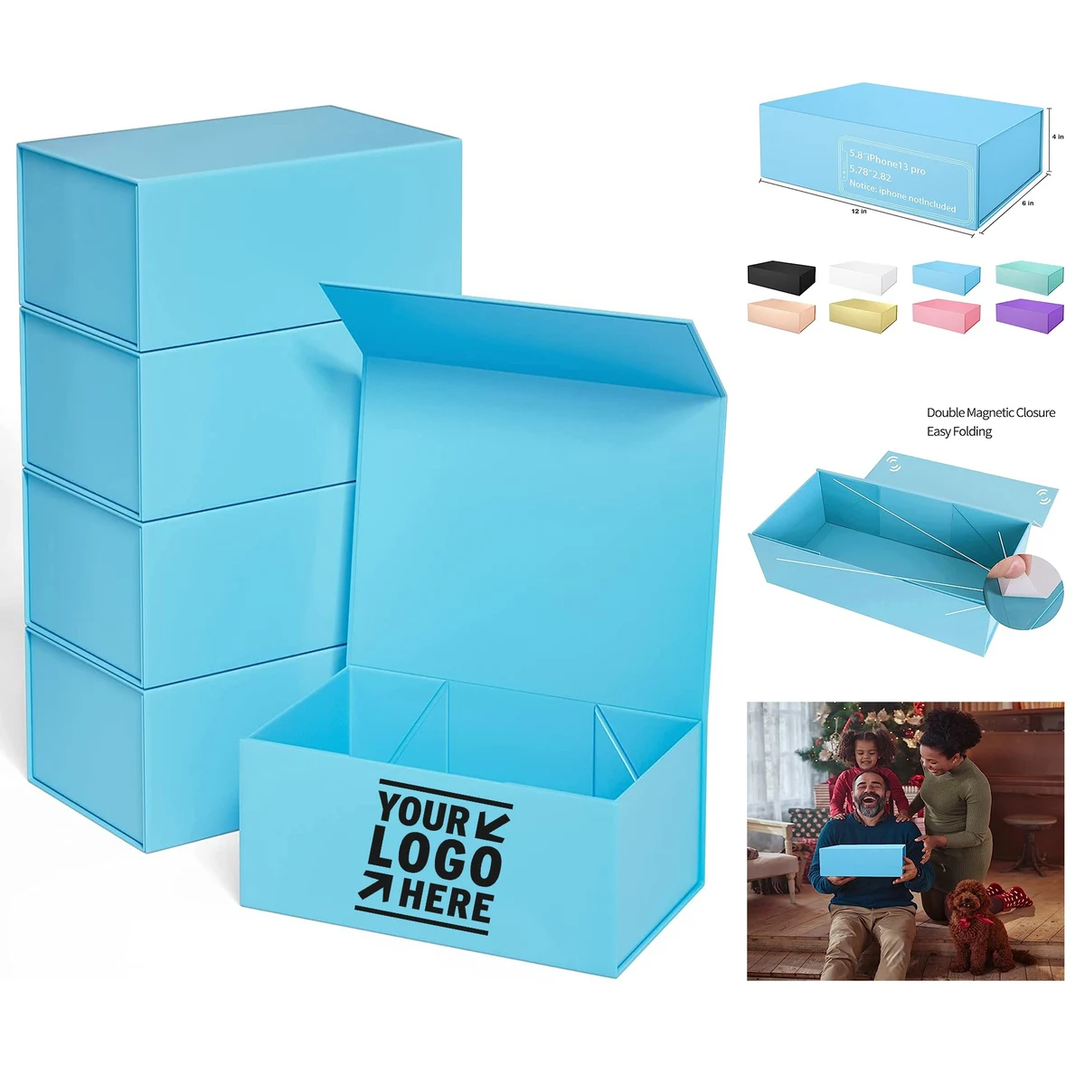 12" x 6" x 4" Gift Boxes with Magnetic Closure Lid 1