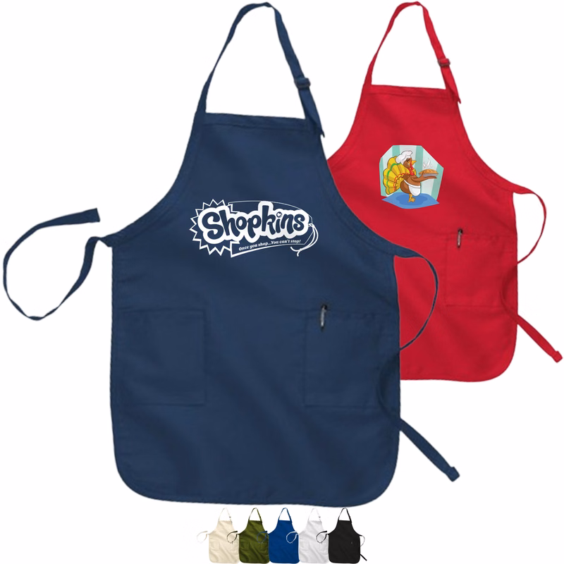 Full-Length Adjustable Apron with 2 Patch Pockets USA Decorated (22" x 30")