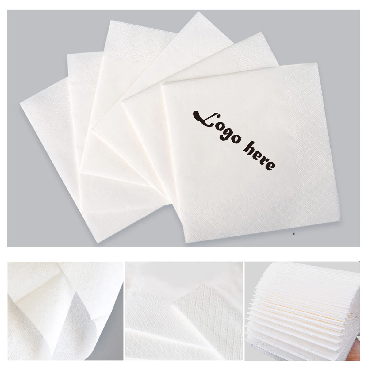 5" x 5" 2-Ply White Paper Beverage Napkins 1