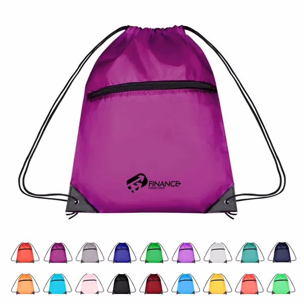210D Cinch Bag w/Zipper pocket & Earbuds Slot