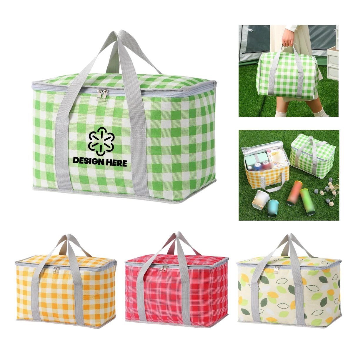 Oxford Checkered Insulated Picnic Tote Bag 1