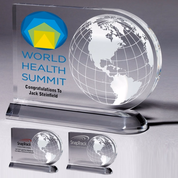 Medium Globe Award - 4 Color Process - (7½" x 5¾" x ¾")