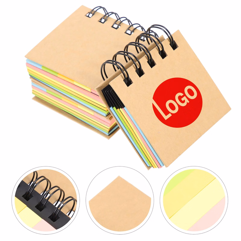 Colorful Sticky Notes Spiral Notebook with Flags and Large Pads