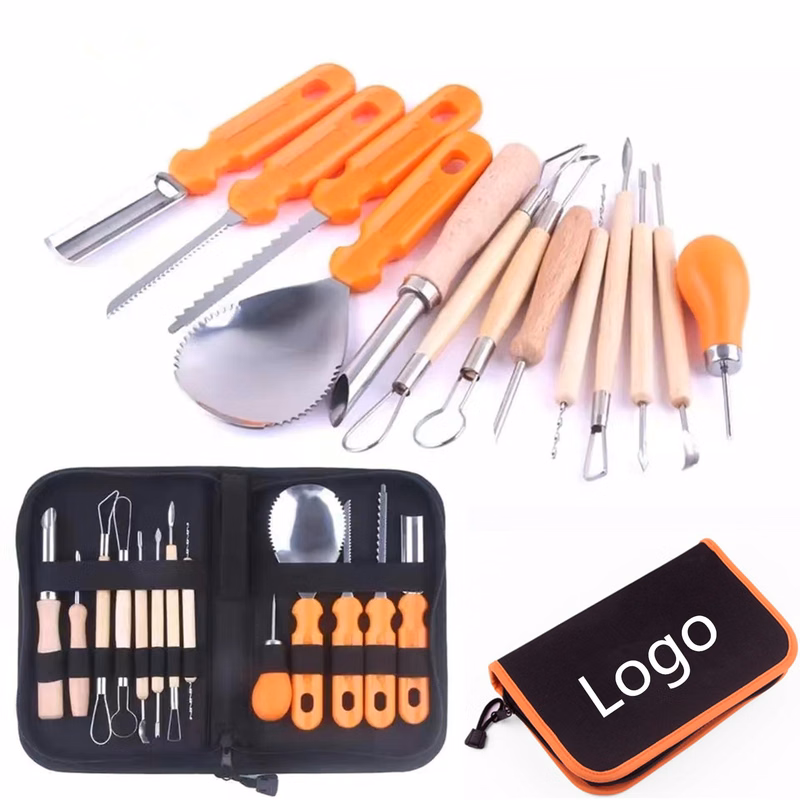 14Pcs Pumpkin Cutting Supplies Tools Kit, Carving tool set, Professional, Packing bag, Engraving,