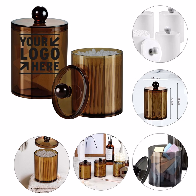 15 Oz. Qtip Dispenser Apothecary Jars Bathroom with Labels