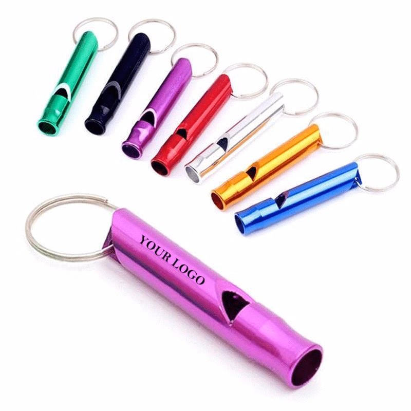 Survival Aluminum Emergency Whistle w/Keychain