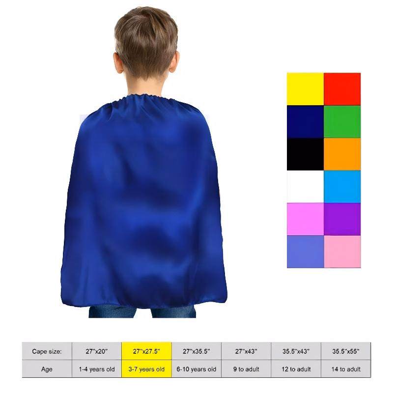 Super Hero Satin Cape For Kids(27" X 27.5")