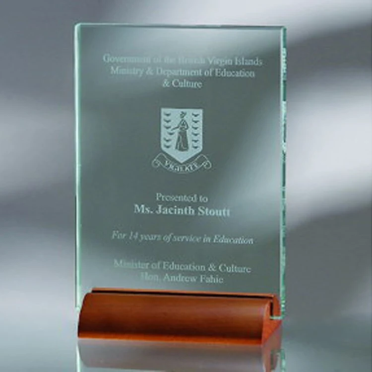 7" Award- Awards, Trophy, Plaque w/ Wood Base 1