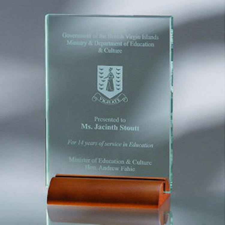 7" Award- Awards, Trophy, Plaque w/ Wood Base
