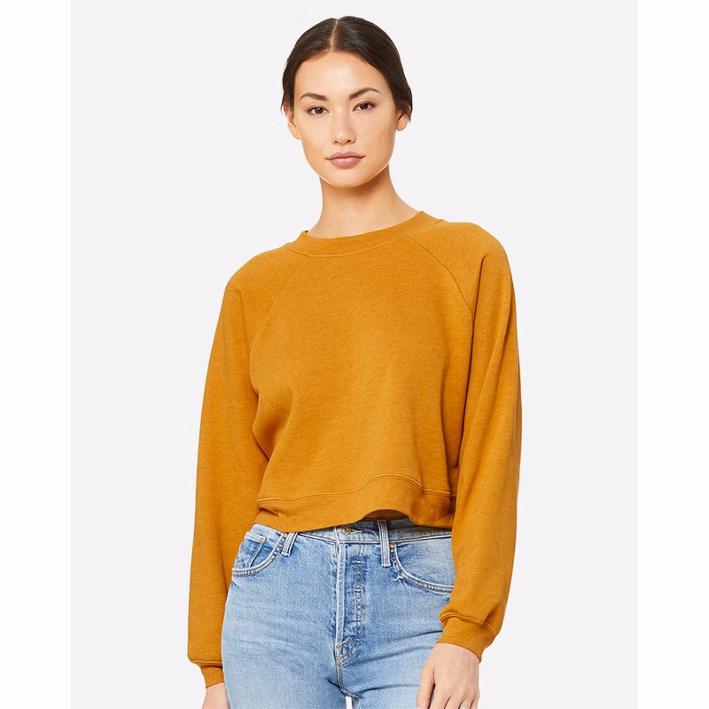 Women's Crop Raglan Crewneck Sweatshirt - 7505