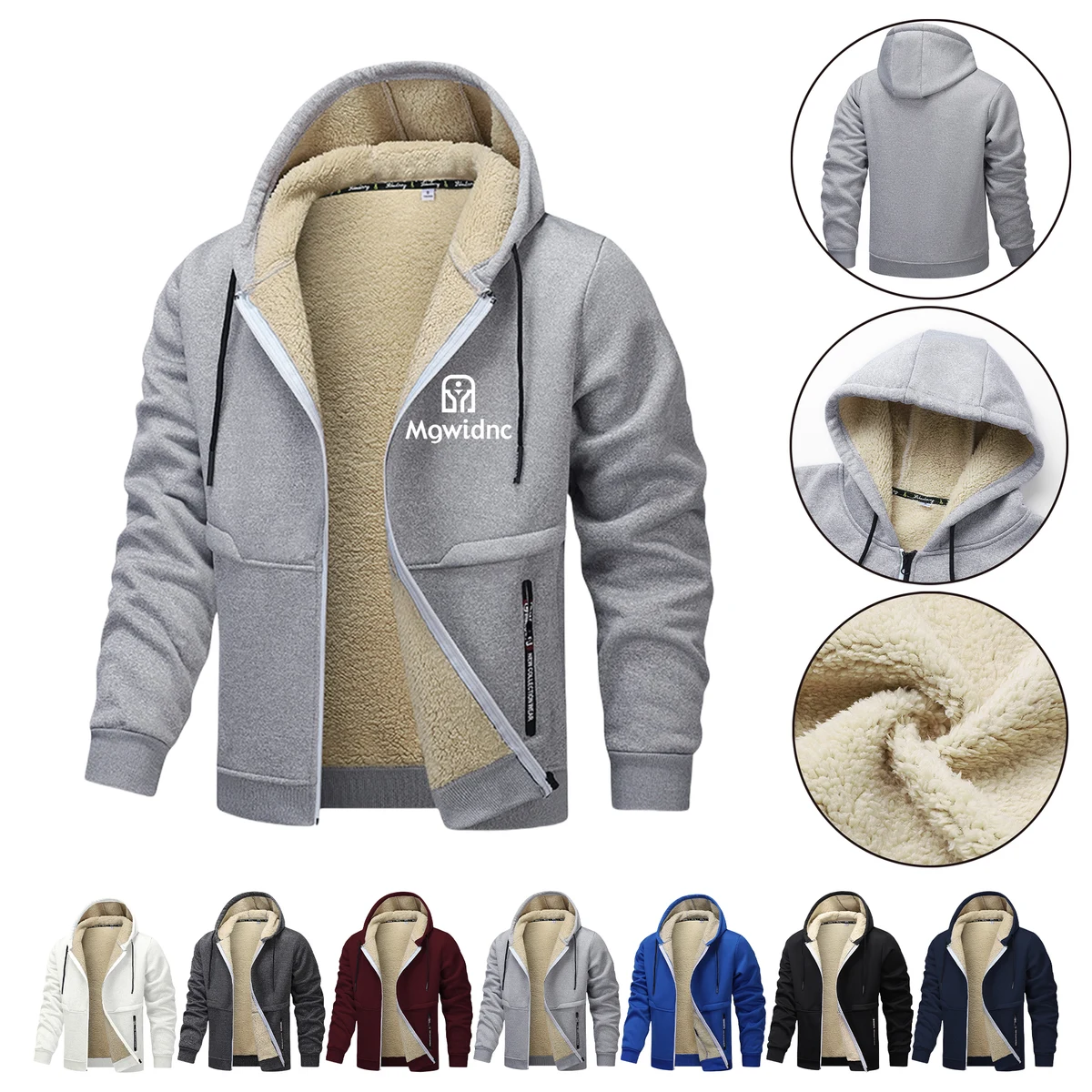 Men's Winter Fleece Hooded Thickened Sherpa Pullover Sweatshirt Oversized Trendy Coat, custom hoodie or sweatshirt with logo imprint 1