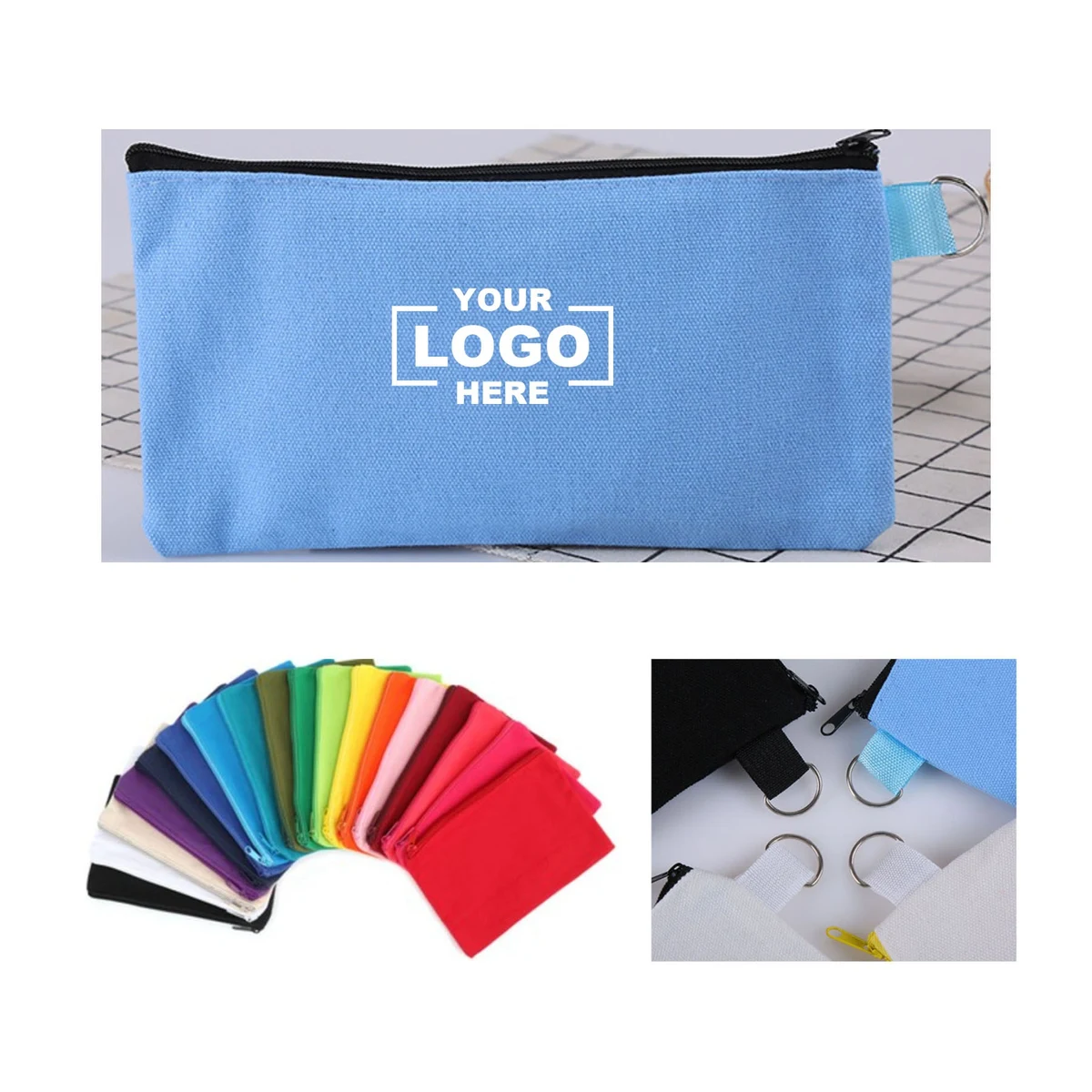 Travel Toiletry Bag Utility Zipper Pouch With Carabiner 1