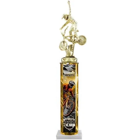 Trophy: 18 1 column, 2x4 white marble base, 12" (C 1