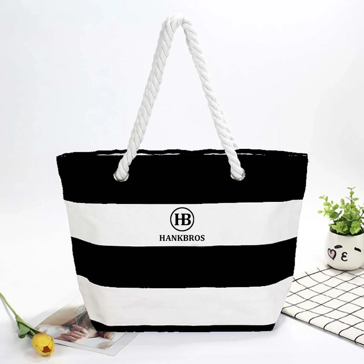 Canvas Tote Beach Bag, custom tote bag with logo imprint 1