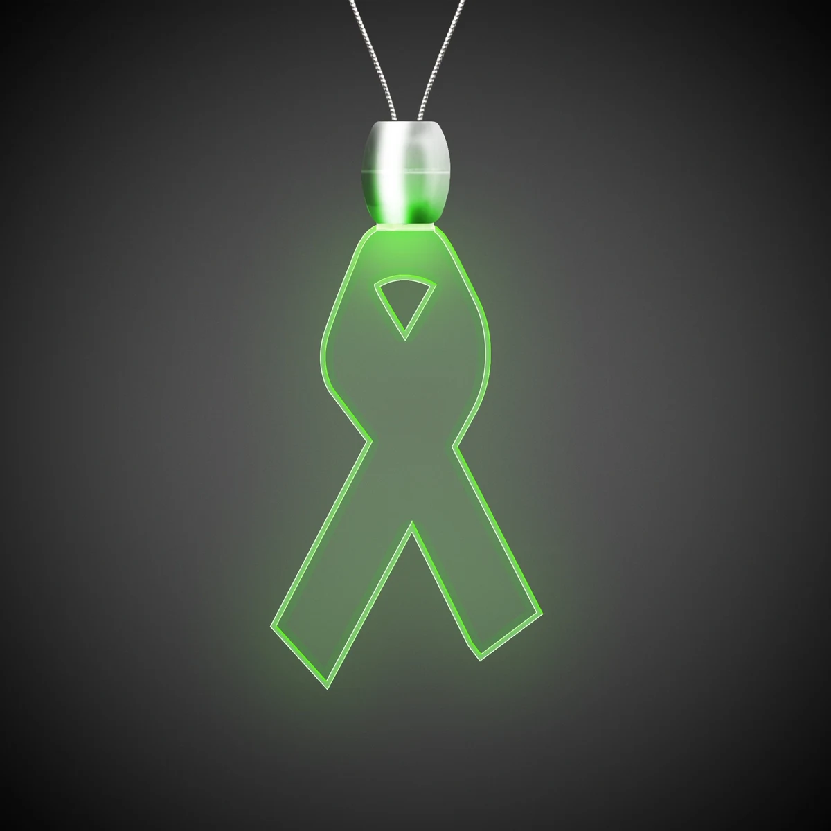 Ribbon Green Light-Up Acrylic Pendant Necklace 1