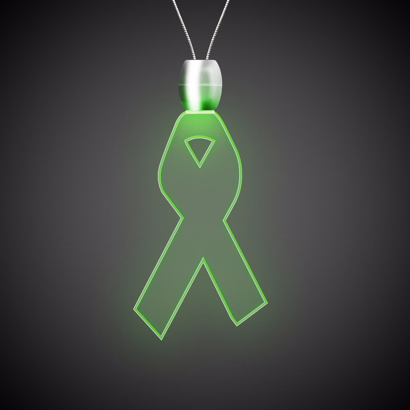 Ribbon Green Light-Up Acrylic Pendant Necklace