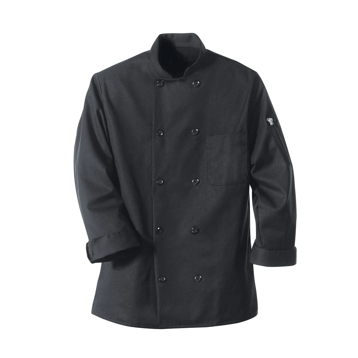 Red Kap® Black Chef Coat Ten Pearl Buttons 1