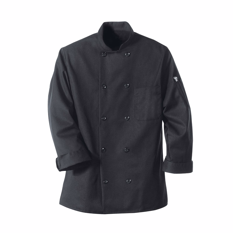 Red Kap® Black Chef Coat Ten Pearl Buttons