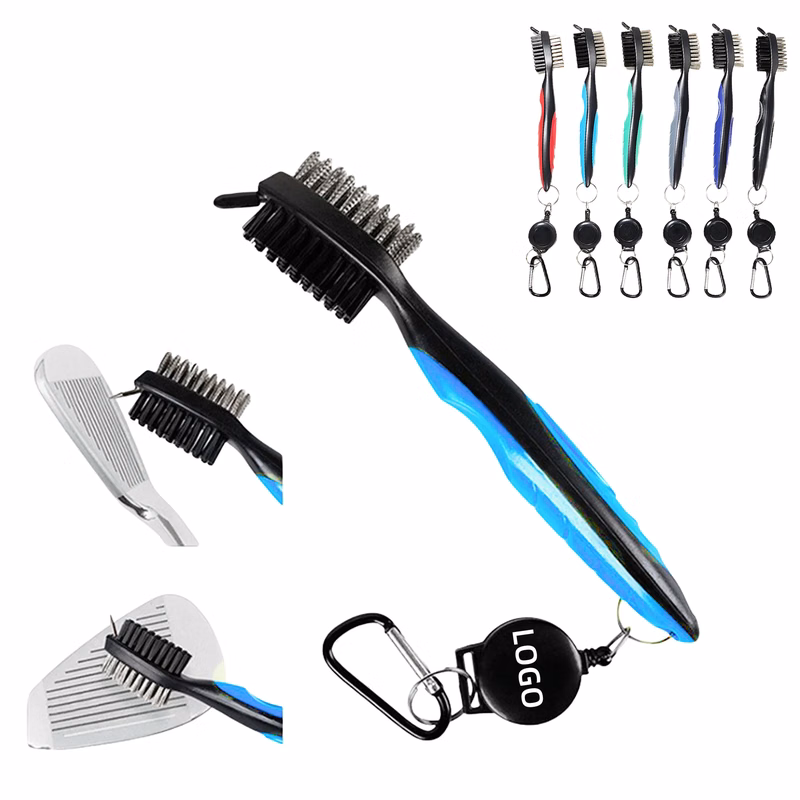 Golf Club Brush and Retractable Zip-line Aluminum Carabiner