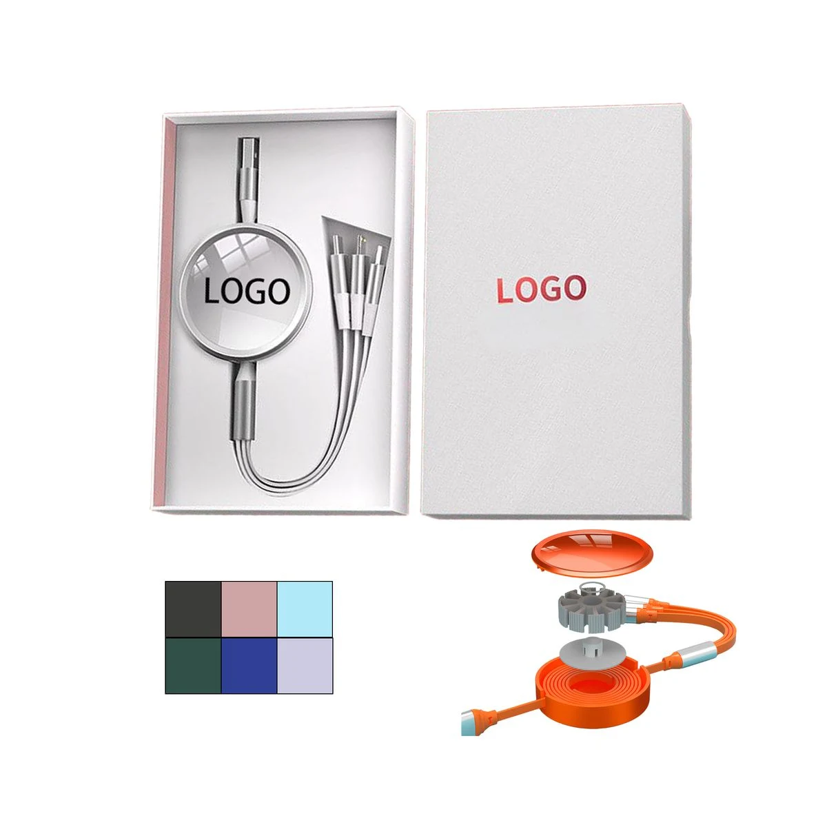 Multi Port Retract Charge Cord 1