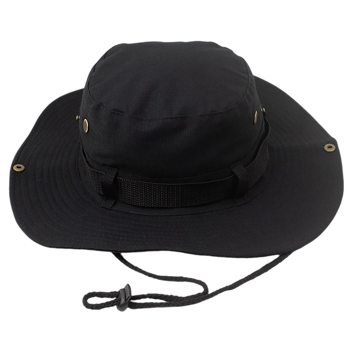 Cotton Wide Brim Boonie Hat With Chin Cord And Ventilation Mesh 1